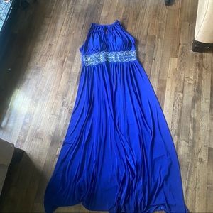 R&M Richard Elegant Blue Dress with Jewel waist